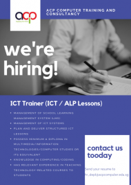 We’re Hiring! ICT Trainer (ICT / ALP Lessons)