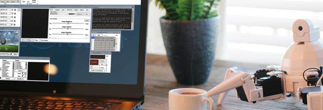 A laptop with e z builder software in use.